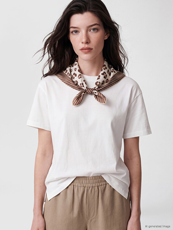 LCW Comfort Shawl Detailed 100% Cotton Women's T-Shirt