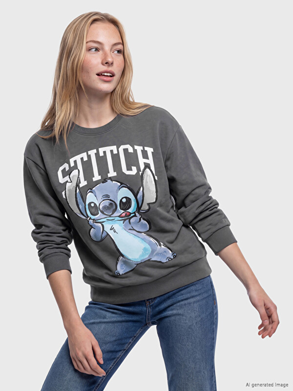 XSIDE Stitch Printed Oversize Women's Sweatshirt