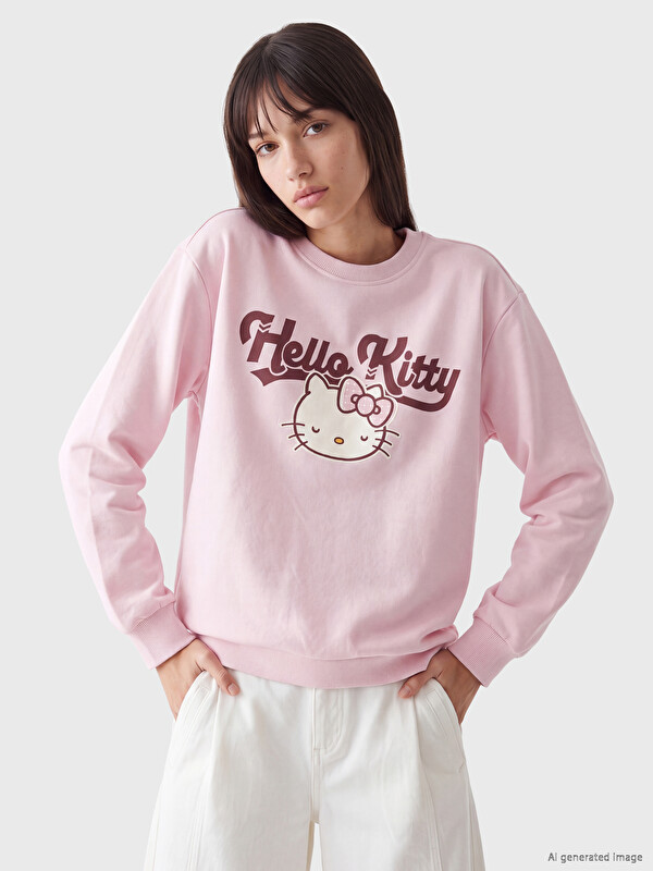 XSIDE Hello Kitty Printed Oversize Women's Thick Sweatshirt