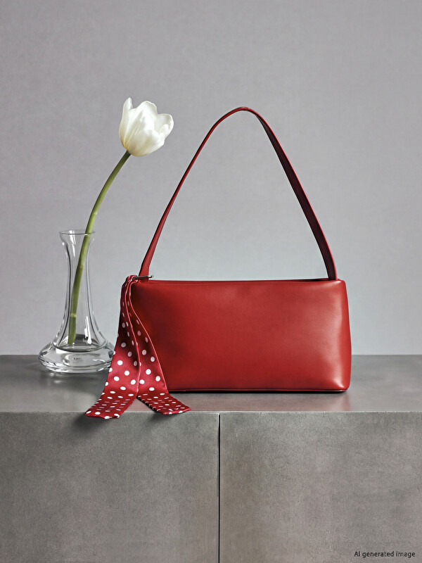 LCW ACCESSORIES Deri Görünümlü Fularlı Kadın Omuz Çantası