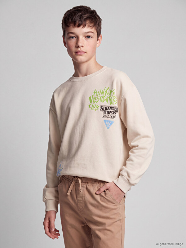 LCW Kids Stranger Things Printed Boys' Sweatshirt