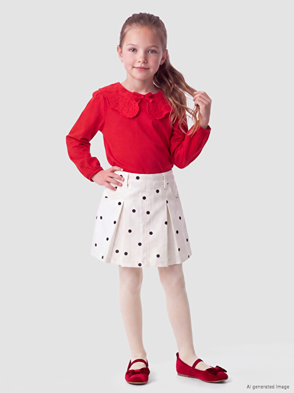 LCW Kids Puantiyeli Kız Çocuk Şort Etek ve Külotlu Çorap