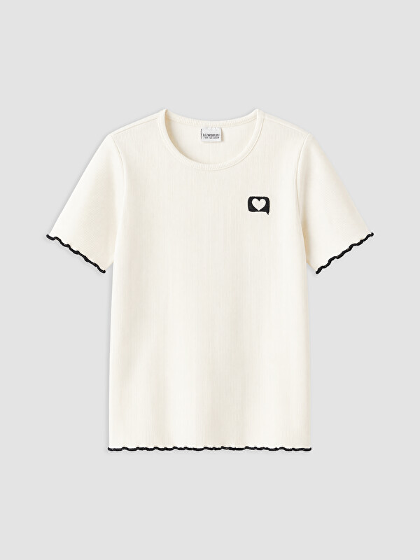 LC WAIKIKI Crew Neck Embroidered Girls' T-Shirt