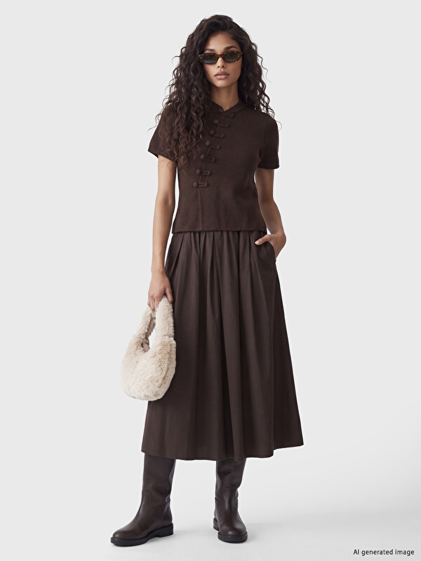XSIDE Elastic Waist Flared Skirt