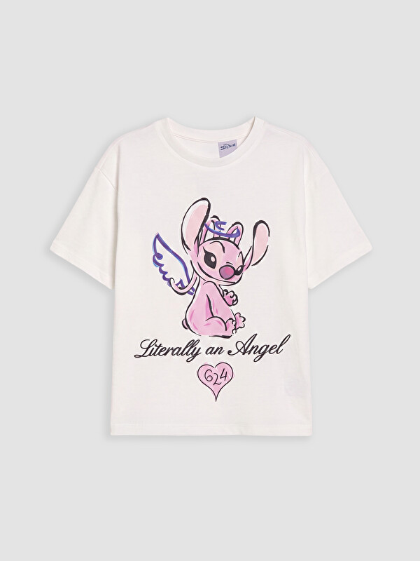 LCW Kids Angel Baskılı Kız Çocuk Soft Touch Tişört