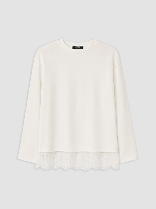LCW Comfort Dantel Detaylı Soft Touch Kadın Sweatshirt