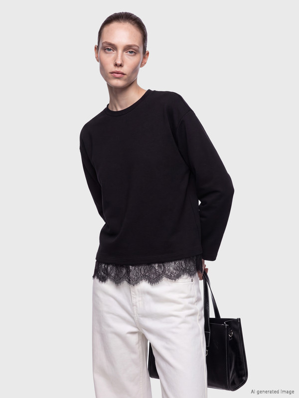 LCW Comfort Lace Detailed Soft Touch Women's Sweatshirt