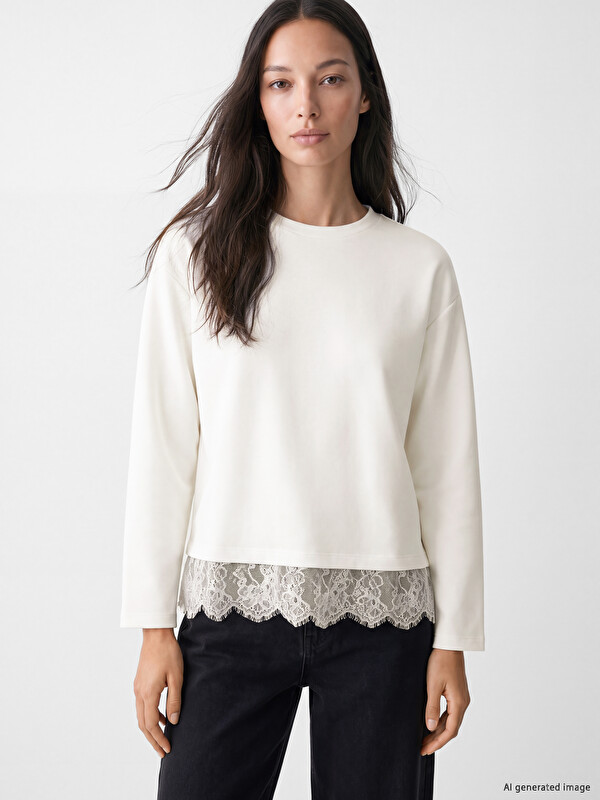 LCW Comfort Lace Detailed Soft Touch Women's Sweatshirt