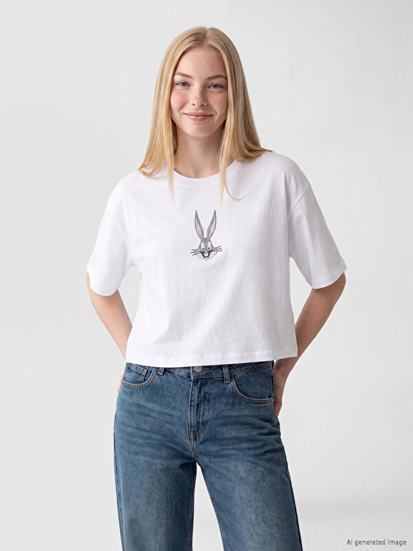 XSIDE Taşlı Bugs Bunny Baskılı Kadın Tişört