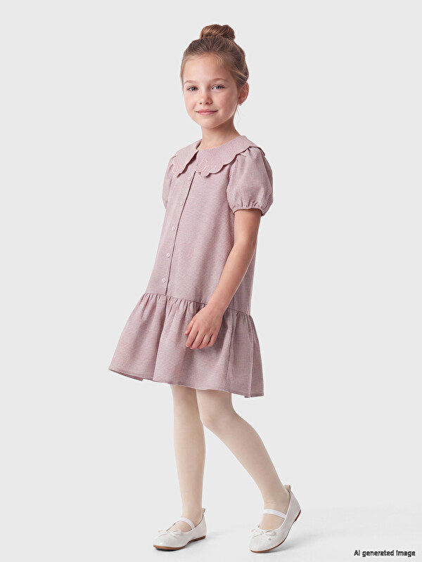 LCW Kids Fustan me kuadrate me jakë Peter Pan për vajza