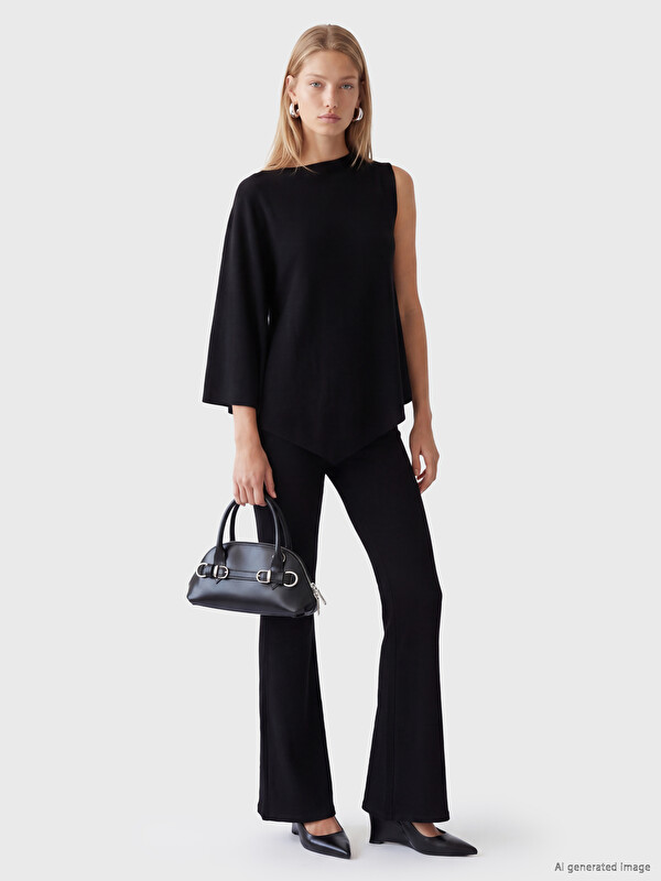LC WAIKIKI Slash Neck Textured Asymmetric Cut Blouse