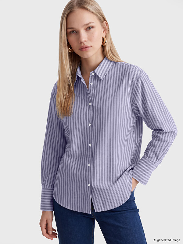 LCW Vision Striped Oxford Oversize Women's Shirt