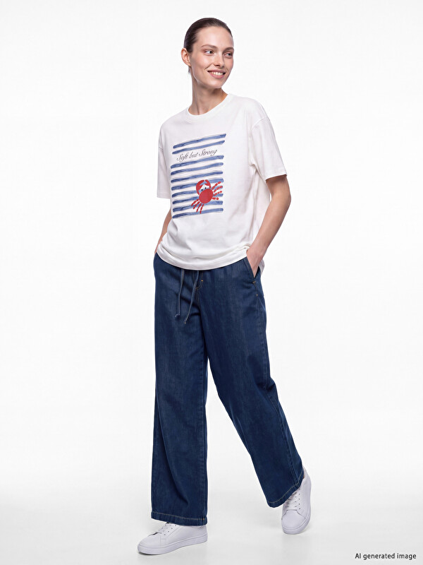 LCW Comfort Elastic Waist Wideleg Women's Jeans