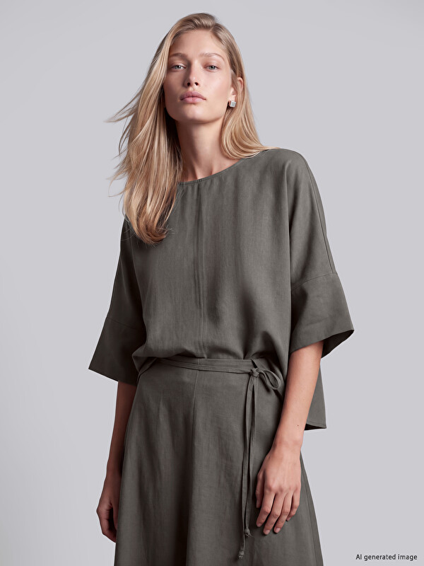 LCW Vision Bisiklet Yaka Oversize Bluz