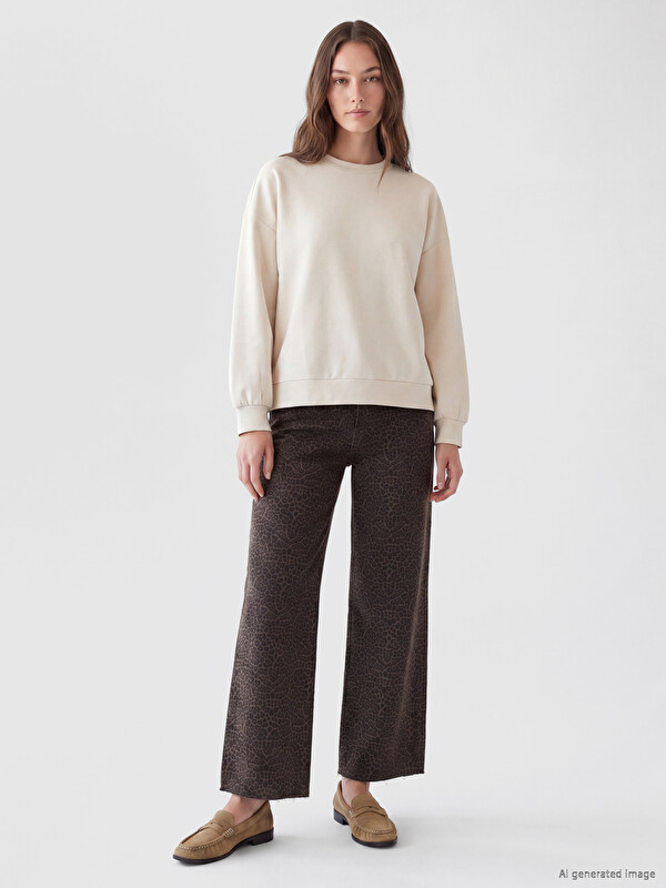 LCW Modest Wideleg Leopard Print Women's Jeans