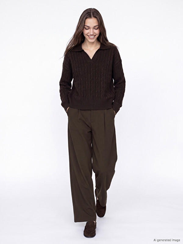 LCW Modest Loose Fit Kadın Pileli Kumaş Pantolon
