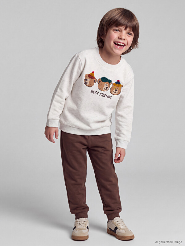 LCW Kids Embroidered Boys' Thick Tracksuit Set