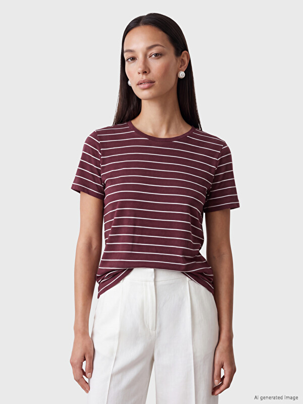 LCW EVERYDAY Crew Neck Striped Women's T-Shirt