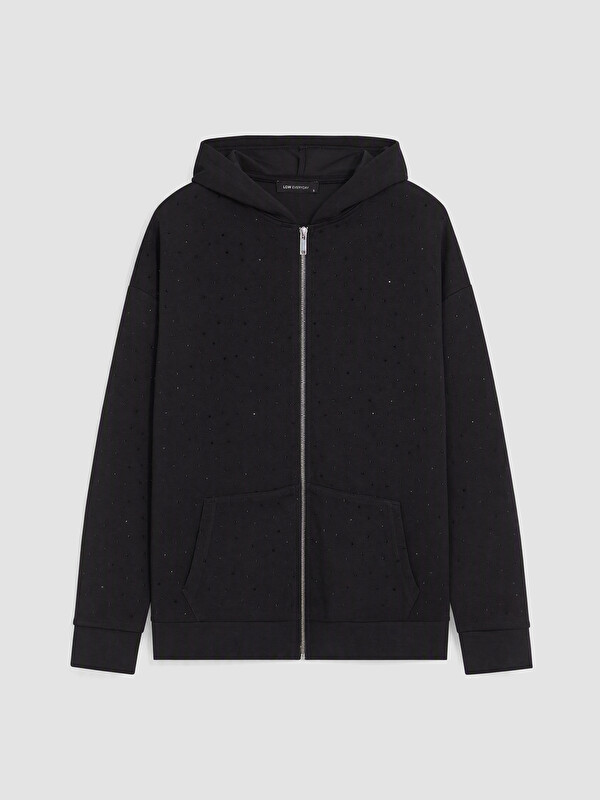 LCW EVERYDAY Soft Touch Taşlı Kadın Fermuarlı Sweatshirt