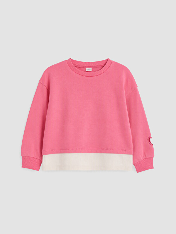 LCW Kids Crew Neck Embroidered Girls Sweatshirt