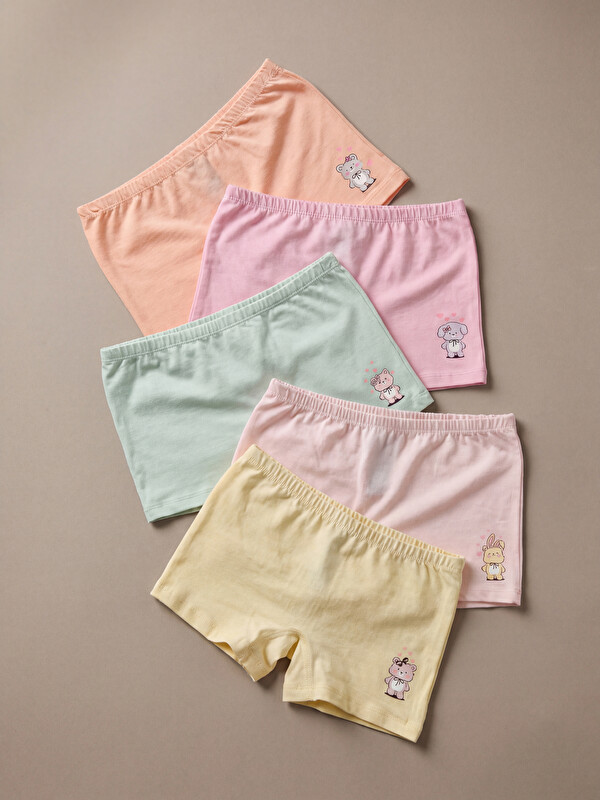 LCW Kids Baskılı Kız Çocuk Boxer 5'li