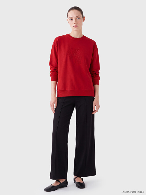 LCW Comfort Embroidered Soft Touch Women's Sweatshirt