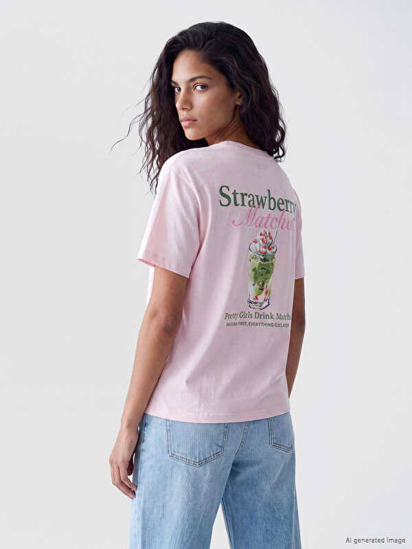 XSIDE Printed %100 Cotton Women's T-Shirt