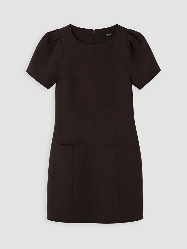 XSIDE Balloon Sleeve Fitted Waist Mini Dress