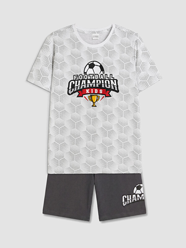 LCW Kids Bisiklet Yaka Erkek Çocuk Şortlu Pijama Takımı