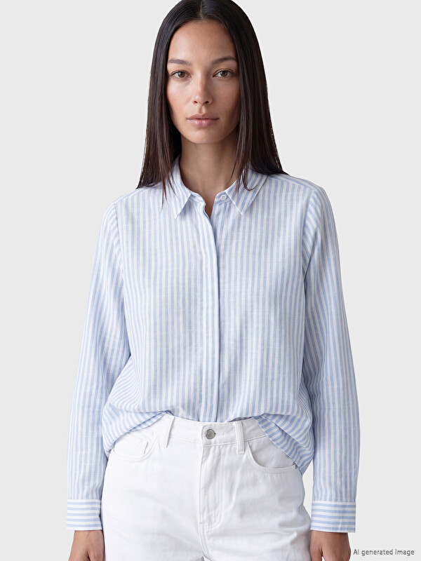 LCW EVERYDAY Çizgili Poplin Kadın Gömlek Tunik