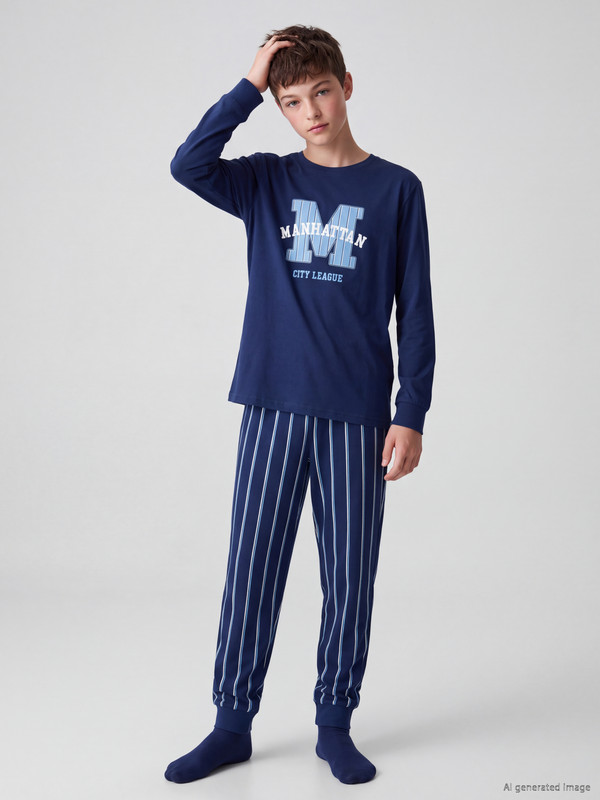 LCW Kids Crew Neck Boys' Pyjamas Set