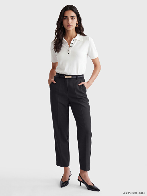LCW Vision Belted Women's Fabric Trousers