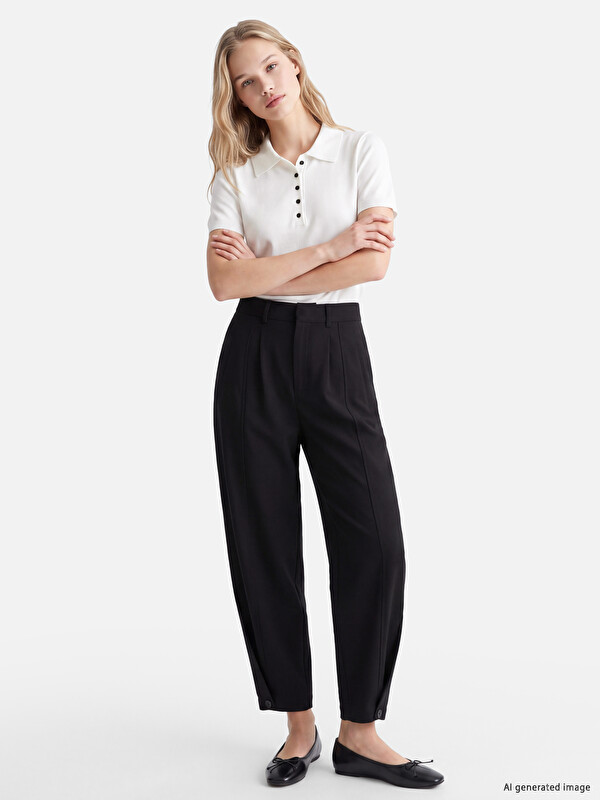 LCW Vision High Waist Pleated Women's Fabric Trousers