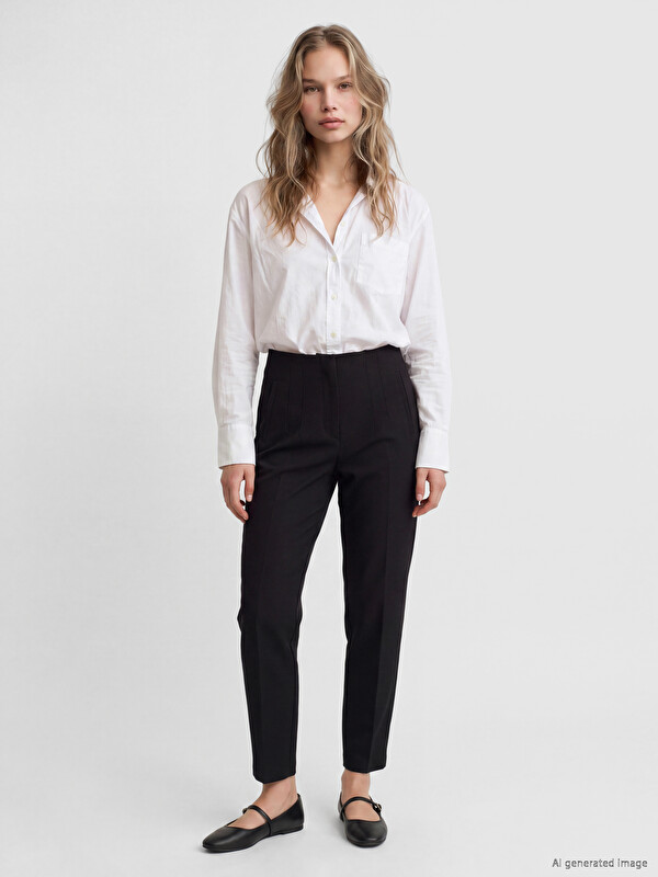 LCW Vision High Waisted Slim Fit Women's Pleated Trousers