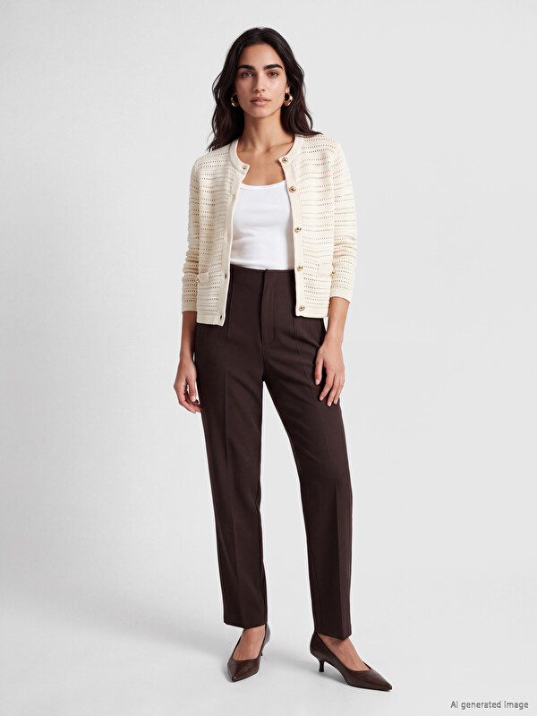 LCW Vision High Waisted Slim Fit Women's Pleated Trousers