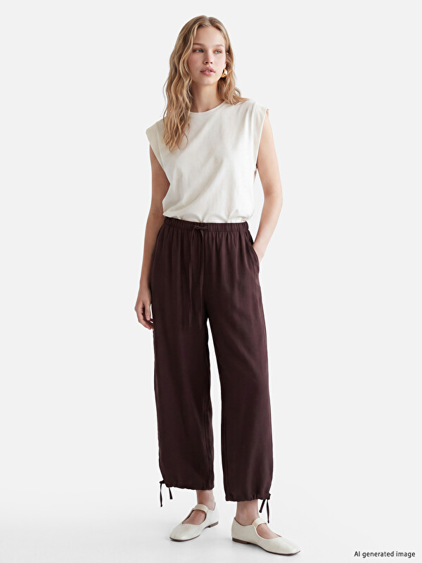 LCW Vision Elastic Waist Wide Leg Women's Trousers