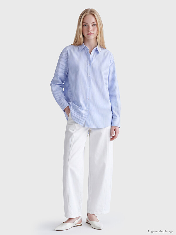 XSIDE Striped Oversize Poplin Women's Shirt