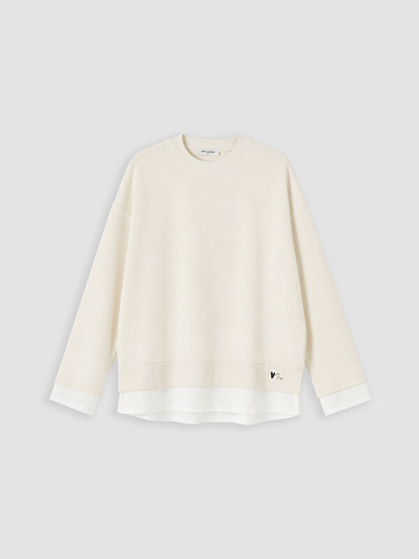 LCW Comfort Bisiklet Yaka Oversize Kadın Sweatshirt