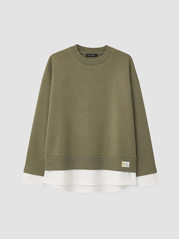 LCW Comfort Femër Ngjyre Kaki Sweatshirt