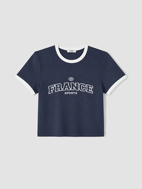 XSIDE Fransa Baskılı Kadın Crop