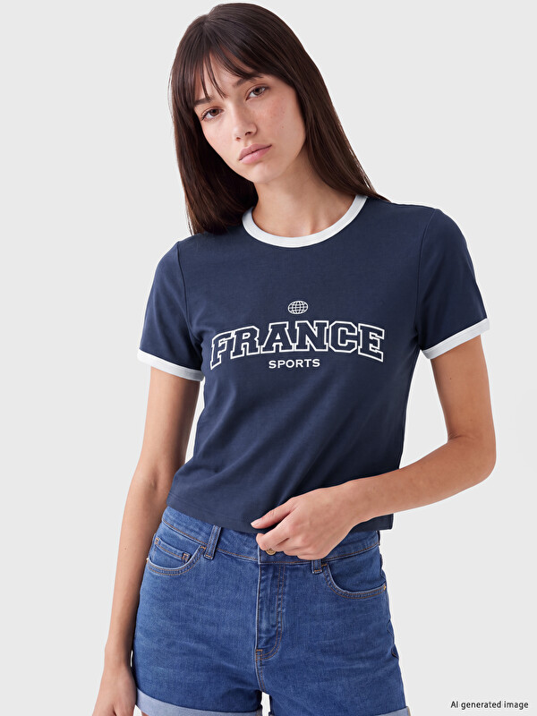 XSIDE Женска печатена кроп маица France