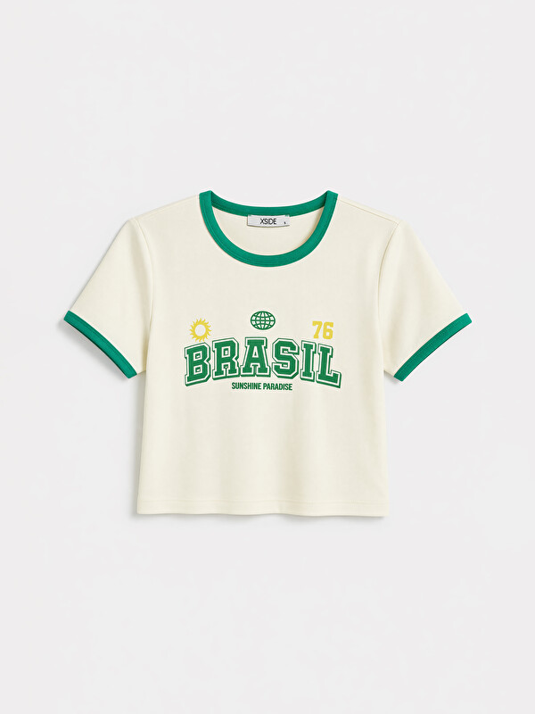 XSIDE Brezilya Baskılı Kadın Crop