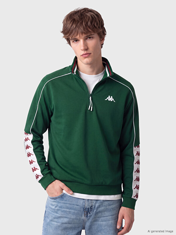 Kappa LC WAIKIKI Dik Yaka Şeritli Erkek Sweatshirt