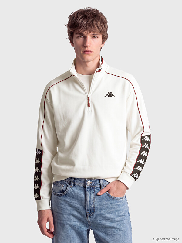 Kappa LC WAIKIKI Dik Yaka Şeritli Erkek Sweatshirt