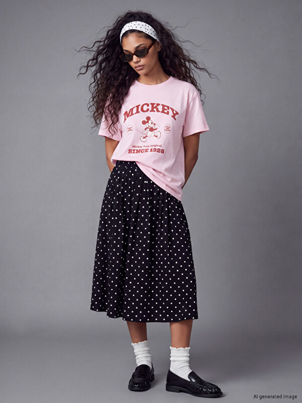 XSIDE Tricou Femei Imprimat Mickey Mouse 100% Bumbac