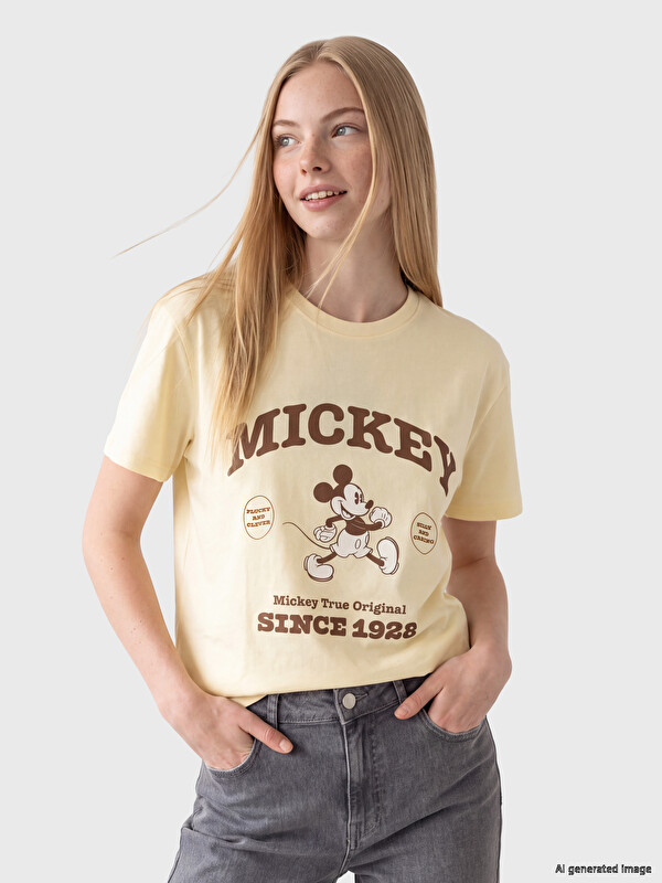 XSIDE Mickey Mouse Printed %100 Cotton Women's T-shirt