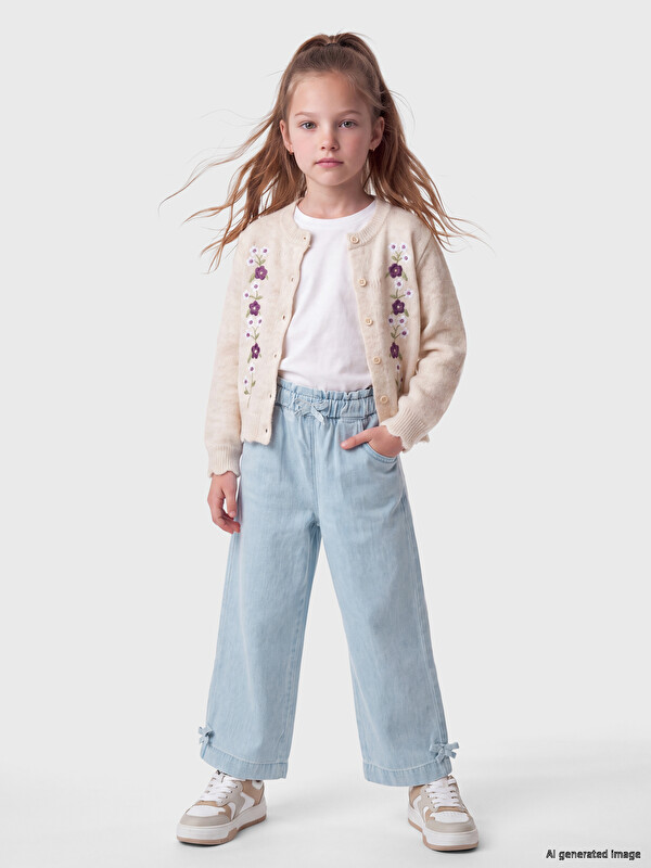 LCW Kids Джинсы широкого кроя с бантом для девочек