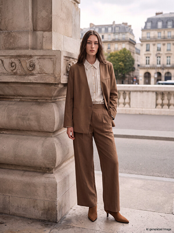 LCW Modest Regular Fit Women's Pleated Fabric Trousers