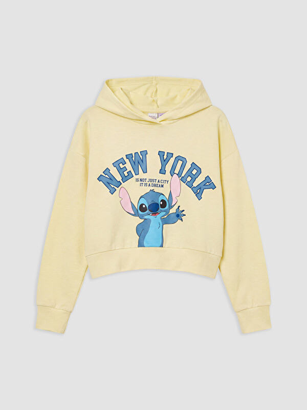 LCW Kids Stitch Baskılı Kız Çocuk Soft Touch Sweatshirt