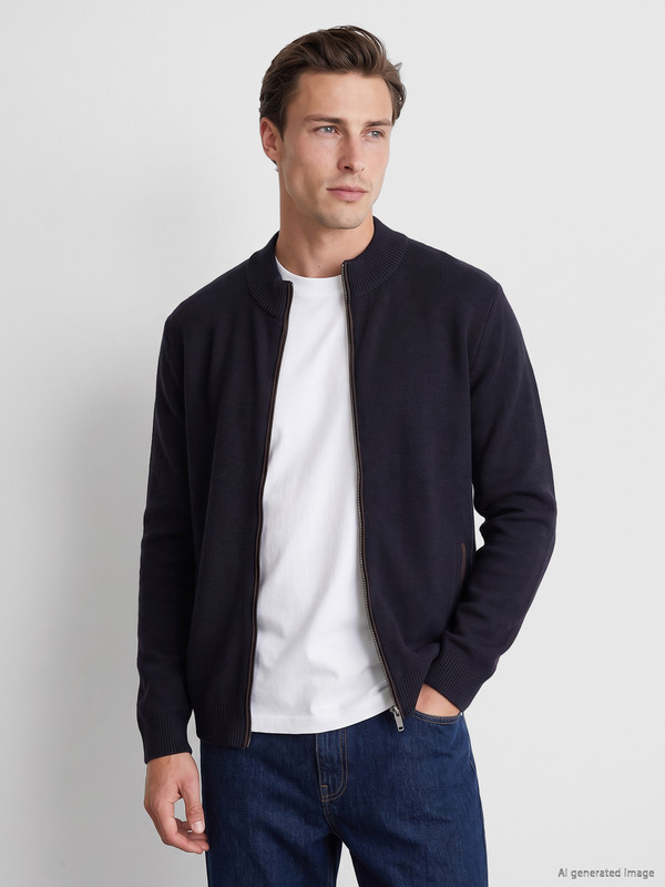 LCWAIKIKI Classic Regular Fit Mock Neck Men's Knitwear Cardigan